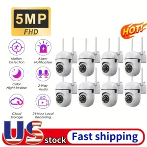 8PCS 5MP PTZ Wireless WIFI CCTV Security IP Camera Color Night Vision 2Way Audio - Picture 1 of 16