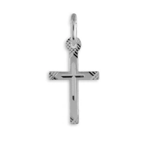 Anhänger  Kreuz    925/000 Silber  teilmattiert / diamantiert - Picture 1 of 1