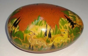 Hand Painted Paper Mache Dresser Pin Jewelry Trinket Box Woodland Creatures Deer - Picture 1 of 11