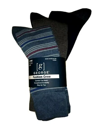 Paquete de 3 calcetines Crew zapatos talla 6-12 para hombre cómodos 3 pares George rayas nuevas, lisos @ Foto 1 de 4