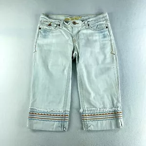 Old Navy Womens Blue Jeans Tag Size 8 (33x17.5) Low Rise Capri Embroidered - Picture 1 of 12