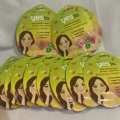 10X - Máscara de papel Yes to Booty - Brilhante + Retexturizada - Citrinos - Vitamina C - Imagem 1 de 4