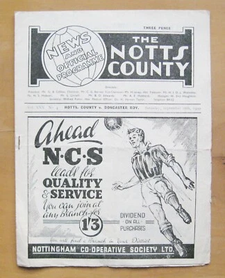 NOTTS COUNTY v DONCASTER ROVERS 1950/1951 *Good Condition Football Programme* - Image 1 of 3