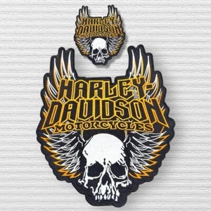 Harley Davidson Wing Skull Patch Set Embropidery patch Iron/sew on Free Shipping - Picture 1 of 4