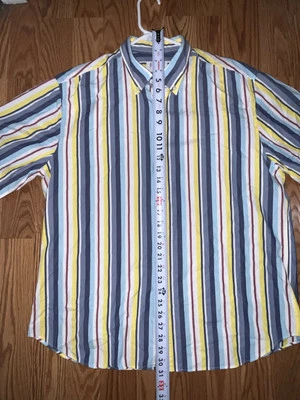 Barneys New York short-sleeved button-down shirt XLmulticolored Stripe Pattern - Image 1 of 4