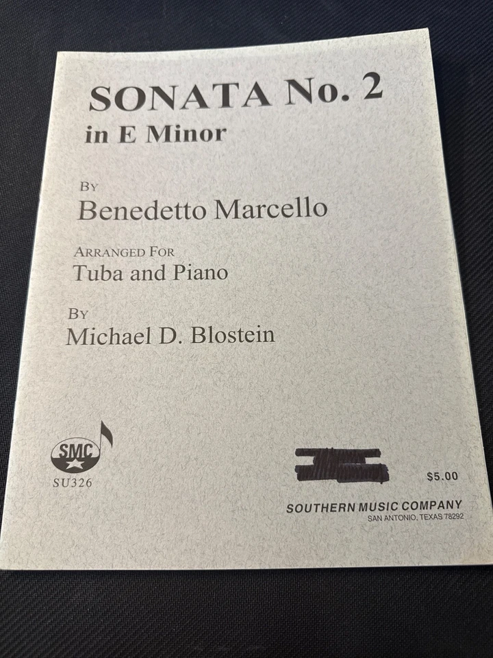 Sonata No. 2 in E Minor by Benedetto Marcello Tuba & Piano SU326 SMC Music Book - Image 1 of 3