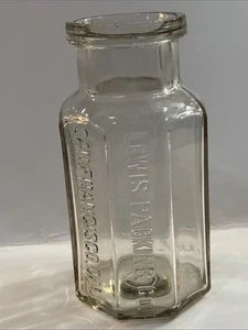 Antique 8 Sided Lewis Packing Co 6 oz Avoirdupois San Francisco Glass Bottle - Picture 1 of 8