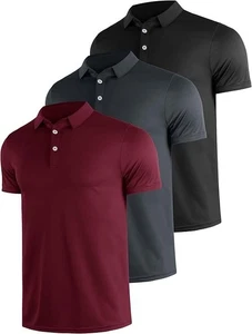 3er Pack Poloshirts für Herren schnelltrocknend Activewear Kurzarm Golf Polo XXL - Bild 1 von 9