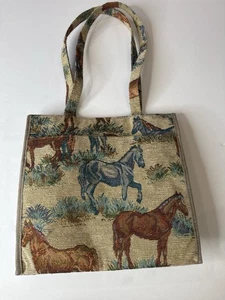 De colección NUEVO Tapiz Ecuestre Estampado de Caballo Bolso de Mano Cartera Bolso de Hombro Rancho OCCIDENTAL - Imagen 1 de 13