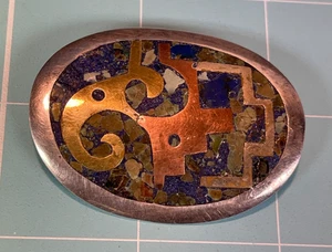 Broche broche colgante vintage años 60 plata de ley 925 México con incrustaciones de varias piedras - Imagen 1 de 12