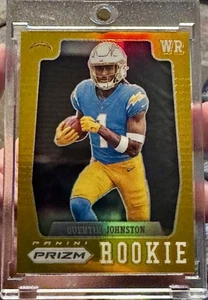 Sujetador de libros Prizm Quentin Johnston Flashback Rookie Gold RC 1/10 PSA 10 #PFR9 2023 - Imagen 1 de 3