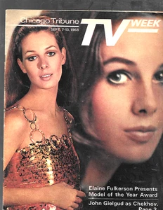 CHICAGO TRIBUNE TV WOCHE-9/1968-ELAINE FULKERSON-JOHN GIELGUD-SARA LANE - Bild 1 von 2
