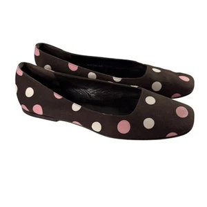 Kate Spade Shoes Womens Size 6 Brown Pink Polka Dot Ballet Flats Made in Italy - Picture 1 of 10