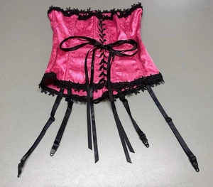 Corsé de colección Fredericks Of Hollywood rosa floral encaje ribete liga corbata satinada talla 36 - Imagen 1 de 11