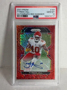 2021 Panini Prizm Red Shimmer Auto Tyreek Hill CHIEFS /10 PSA 10 POP 1 - Bild 1 von 3