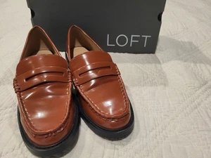 LOFT Box Penny Loafer - Missy, Cognac, Sz 8, Pre-owned With Box - Picture 1 of 15