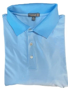 Peter Millar Summer Comfort Golf Polo Shirt Micro Striped Lt Blue White XL - Picture 1 of 7
