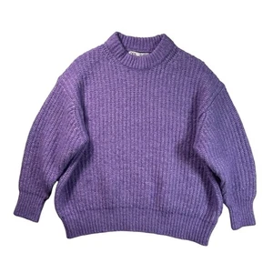 ZARA lila Vintage-inspirierter Rippstrick Relaxed Pullover Damen Gr. L - Bild 1 von 7