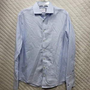 Charles Tyrwhitt Mens Dress Shirt 15.5 34 Light Blue French Cuff Slim - Picture 1 of 8