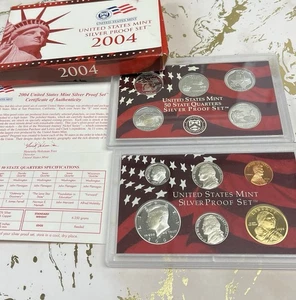 2004 S U.S. Silver Proof Set Complete with COA (11 coins total) - Picture 1 of 6