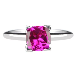 1.76Ct Cushion Shape 100% Natural Pink Tourmaline Ring In 925 Sterling Silver - Picture 1 of 4