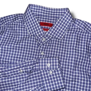 HUGO BOSS Oberhemd Herren 17,5 36/37 Flieder Kariert Sharp Fit L/S Knopfleiste - Bild 1 von 4