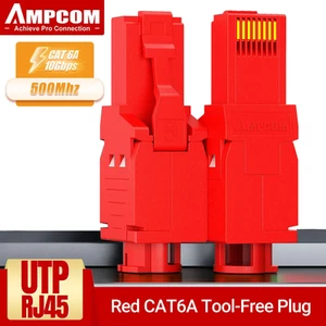 AMPCOM RJ45 Werkzeuglose Steckverbinder Cat6 Cat6A UTP Feldabschlussstecker 4 Farben - Bild 1 von 20