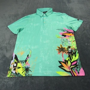 Sunday Swagger Men’s Large Polo Shirt Golf Green Tropical Floral Performance - Picture 1 of 9