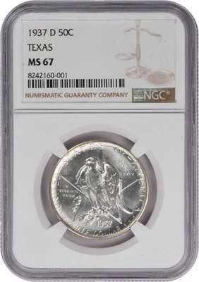 Texas Commemorative Silver Half Dollar 1937-D MS67 NGC - Image 1 of 4