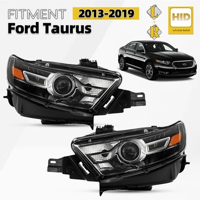 HID/Xenon Headlight For 2013-2019 Ford Taurus w/o Bulb Black Left+Right Pair - Image 1 of 4