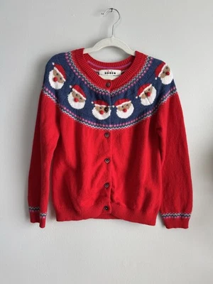 Mini Boden 8-9Y Fair Isle Cárdigan Suéter Festivo Navidad Rojo Santa EXCELENTE Foto 1 de 4