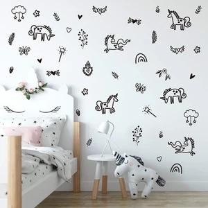 Unicorns and Rainbows Wall Decals Peel and Stick for Kids, Baby Bedroom Nurse... - Picture 1 of 9