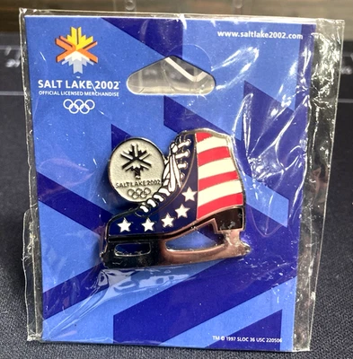 2002 Winter Olympics U.S.A. Ice Skate w/snowflake emblem metal Lapel Pin - Image 1 of 4