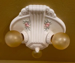 Vintage Beleuchtung 30er Jahre Porzellan 3 Leuchtmittel Bad Deckenleuchte von PORCELIER - Bild 1 von 2