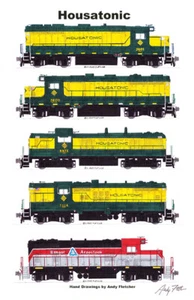 Póster de locomotoras de ferrocarril Housetonic 11"x17" firmado por Andy Fletcher - Imagen 1 de 1