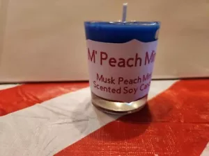 Handgefertigte Soja Kerze M'Peach neuwertig kleines Windlicht - Bild 1 von 5