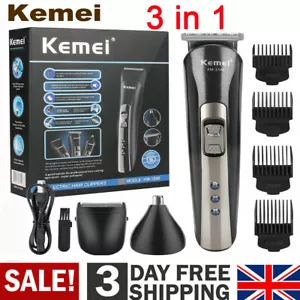 3 In 1 Hair Clippers Cordless Trimmer Shaving Machine Cutting Barber Beard UK - Picture 1 of 12