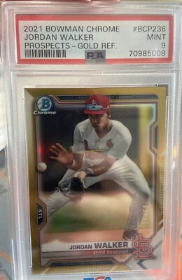 Jordan Walker 2021 Bowman Chrome Gold Refractor PSA 9 📈📈📈 - Image 1 of 4