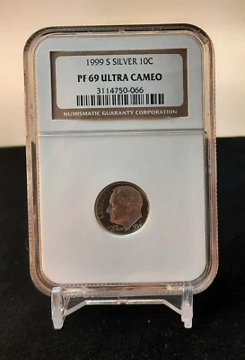 1999 S NGC PROOF 69 SILVER DIME GRADED SLABBED PF69 UCAM ROOSEVELT 10c PF-69 TEN - Image 1 of 4