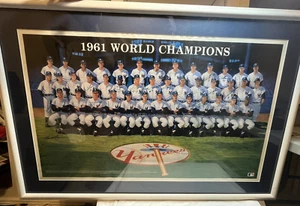 Signed 1961 New York Yankees Team Poster Mickey Mantle Berra Ford BAS COA - Picture 1 of 10
