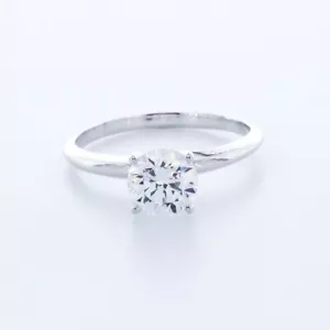 1 CT NATURAL DIAMOND D/SI1 ROUND CUT 14K WHITE GOLD PRONG CLASSIC SOLITAIRE RING - Picture 1 of 7