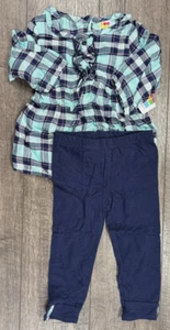 Baby Girl Clothes New Healthtx 2T Blue Plaid 2pc Outfit - Picture 1 of 4