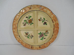 PLATO DE DECORACIÓN FLORAL DE CERÁMICA DE CUATRO SECCIONES DE COLECCIÓN PINTADO A MANO RETRO JAPÓN - Imagen 1 de 10