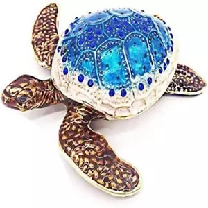 Meeresschildkröte Kristall Nieten Schmuck Schmuck Schmuck Box handbemalt Ring Halter Geschenk - Bild 1 von 5
