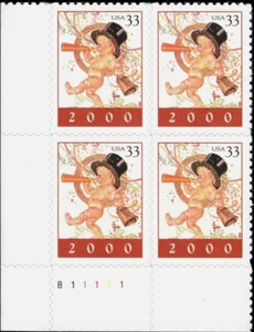 Scott#: 3369 - Year 2000 Issue 33¢x4 BCA 2000 Plate Block of Four MNHOG - Picture 1 of 1