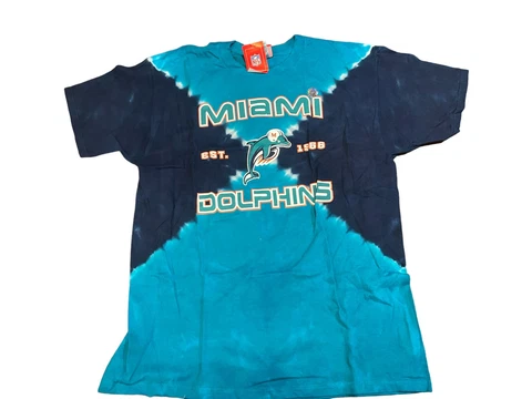 Vintage Miami Dolphins T Shirt Men Size XLarge NFL Football Tie Dye Blue Cover