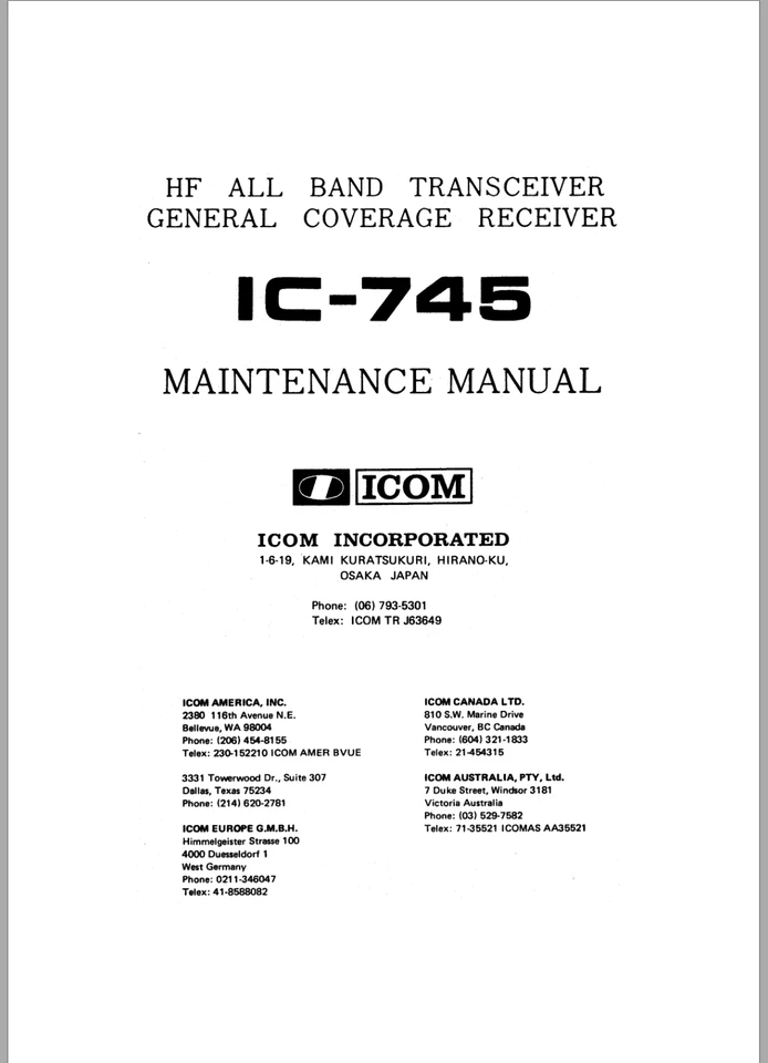 ICOM IC-745 Service Manual - Image 1 of 1