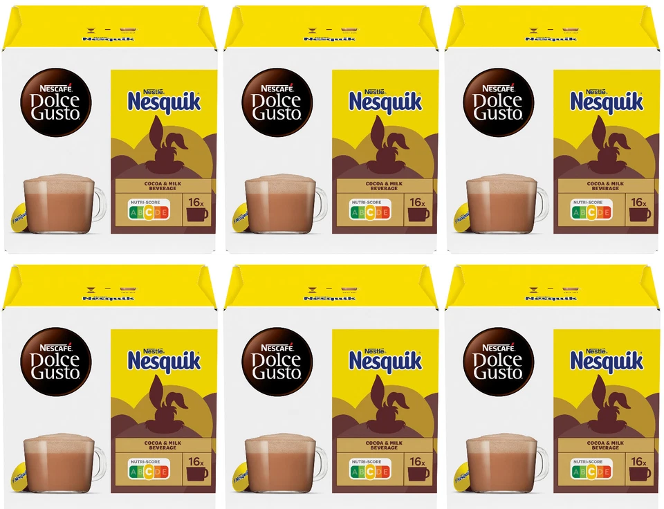6 Cajas Cápsulas NESCAFE NESQUIK Cacao Chocolate Caliente Bebida Dolce Gusto 256g 9oz Foto 1 de 4
