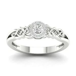 10k White Gold 0.15Ct Diamond Engagement Ring for Womens Size 7 - Picture 1 of 4