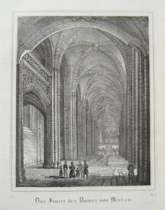 Meissen Dom innen Sachsen alte Lithographie aus Saxonia 1835-1841 - Picture 1 of 1
